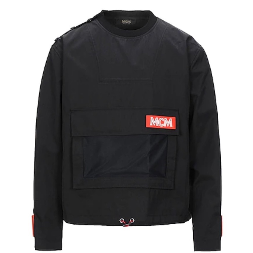 Mcm men’s logo monogram pocket pouch windbreaker pull over sweater jacket NEW
